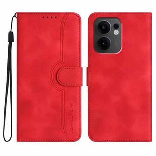 For OPPO Reno13 F 4G / 5G Heart Pattern Skin Feel Leather Phone Case(Red)