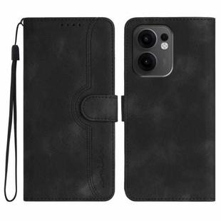 For OPPO Reno13 F 4G / 5G Heart Pattern Skin Feel Leather Phone Case(Black)