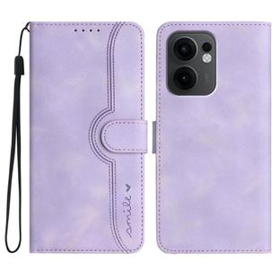 For OPPO Reno13 F 4G / 5G Heart Pattern Skin Feel Leather Phone Case(Purple)