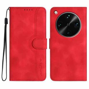 For OPPO Find X8 Ultra Heart Pattern Skin Feel Leather Phone Case(Red)