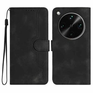 For OPPO Find X8 Ultra Heart Pattern Skin Feel Leather Phone Case(Black)