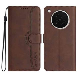 For OPPO Find X8s Heart Pattern Skin Feel Leather Phone Case(Brown)