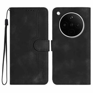 For OPPO Find X8s+ Heart Pattern Skin Feel Leather Phone Case(Black)