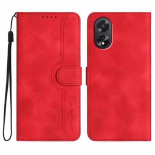 For OPPO A38 /  A18 Heart Pattern Skin Feel Leather Phone Case(Red)