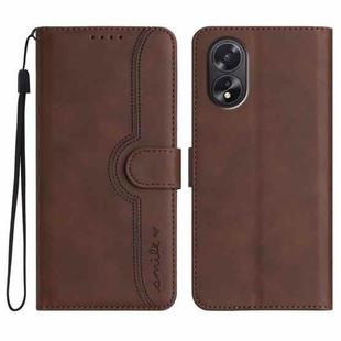 For OPPO A38 /  A18 Heart Pattern Skin Feel Leather Phone Case(Brown)