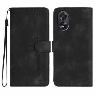 For OPPO A38 /  A18 Heart Pattern Skin Feel Leather Phone Case(Black)