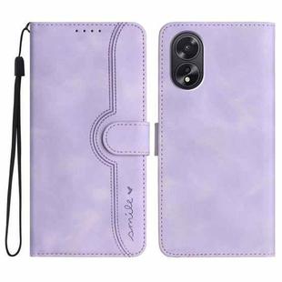 For OPPO A38 /  A18 Heart Pattern Skin Feel Leather Phone Case(Purple)
