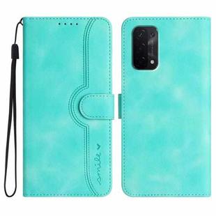 For OPPO A54 5G / A74 5G / A93 5G Heart Pattern Skin Feel Leather Phone Case(Light Blue)