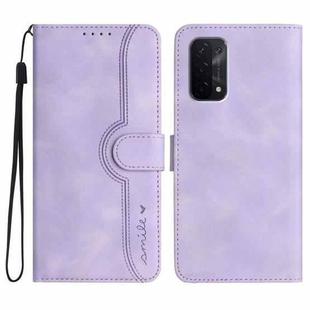 For OPPO A54 5G / A74 5G / A93 5G Heart Pattern Skin Feel Leather Phone Case(Purple)