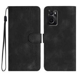 For OPPO A36 / A76 / A96 / K10 4G Heart Pattern Skin Feel Leather Phone Case(Black)