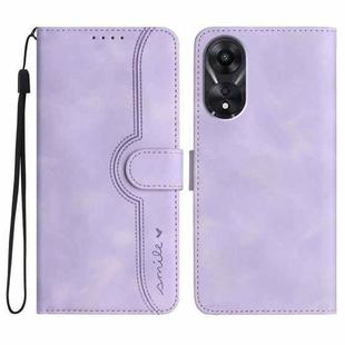 For OPPO A78 5G / A1x Heart Pattern Skin Feel Leather Phone Case(Purple)
