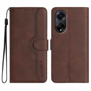For OPPO A98 5G Heart Pattern Skin Feel Leather Phone Case(Brown)