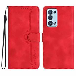 For OPPO Reno6 Pro+ 5G Heart Pattern Skin Feel Leather Phone Case(Red)