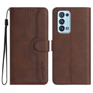 For OPPO Reno6 Pro+ 5G Heart Pattern Skin Feel Leather Phone Case(Brown)