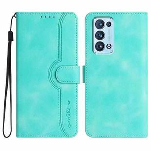 For OPPO Reno6 Pro+ 5G Heart Pattern Skin Feel Leather Phone Case(Light Blue)