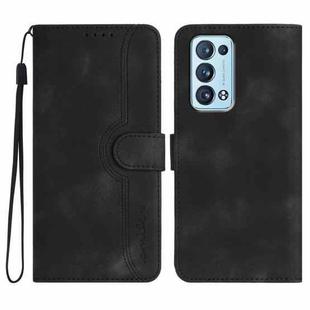 For OPPO Reno6 Pro+ 5G Heart Pattern Skin Feel Leather Phone Case(Black)