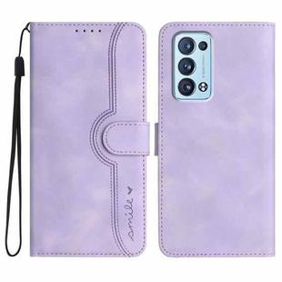 For OPPO Reno6 Pro+ 5G Heart Pattern Skin Feel Leather Phone Case(Purple)