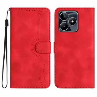 For Realme C53 Heart Pattern Skin Feel Leather Phone Case(Red)