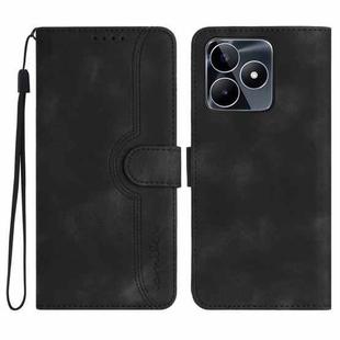 For Realme C53 Heart Pattern Skin Feel Leather Phone Case(Black)