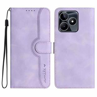 For Realme C53 Heart Pattern Skin Feel Leather Phone Case(Purple)