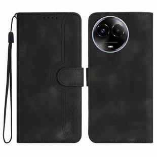 For Realme 11 Heart Pattern Skin Feel Leather Phone Case(Black)