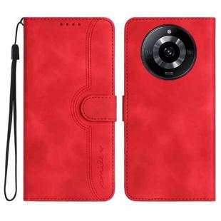 For Realme 11 Pro Heart Pattern Skin Feel Leather Phone Case(Red)