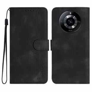 For Realme 11 Pro Heart Pattern Skin Feel Leather Phone Case(Black)