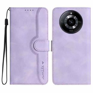 For Realme 11 Pro Heart Pattern Skin Feel Leather Phone Case(Purple)