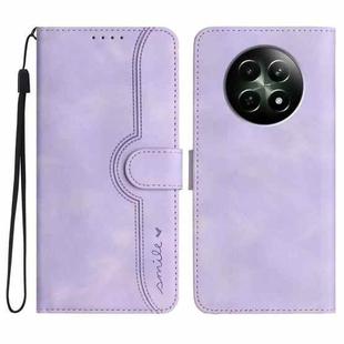 For Realme 12 5G Global Heart Pattern Skin Feel Leather Phone Case(Purple)