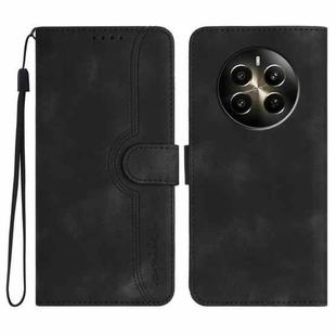 For Realme 12 Pro 5G / 12 Pro+ 5G Global Heart Pattern Skin Feel Leather Phone Case(Black)