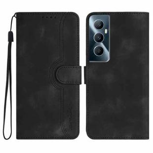 For Realme C65 4G Heart Pattern Skin Feel Leather Phone Case(Black)