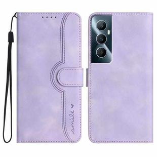 For Realme C65 4G Heart Pattern Skin Feel Leather Phone Case(Purple)