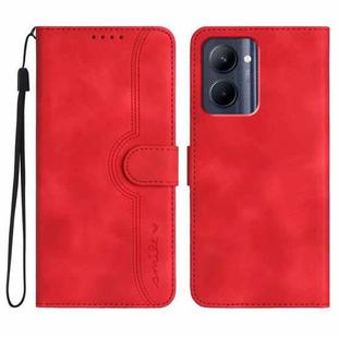 For Realme C33 2022 / 2023 Global Heart Pattern Skin Feel Leather Phone Case(Red)