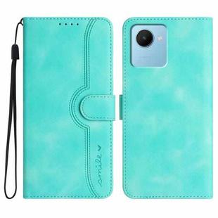 For Realme C30 4G/Narzo 50i Prime/C30s Heart Pattern Skin Feel Leather Phone Case(Light Blue)