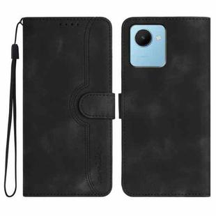 For Realme C30 4G/Narzo 50i Prime/C30s Heart Pattern Skin Feel Leather Phone Case(Black)