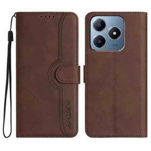 For Realme C63 / C61 Global Heart Pattern Skin Feel Leather Phone Case(Brown)