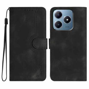 For Realme C63 / C61 Global Heart Pattern Skin Feel Leather Phone Case(Black)