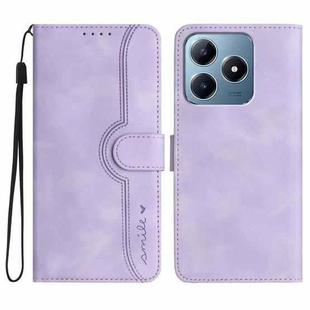 For Realme C63 / C61 Global Heart Pattern Skin Feel Leather Phone Case(Purple)