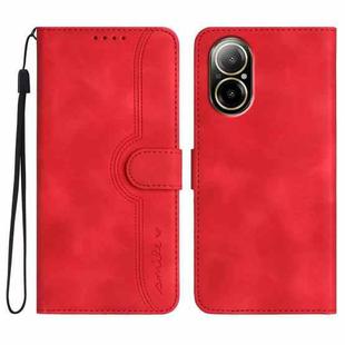 For Realme  12 Lite / C67 4G Global Heart Pattern Skin Feel Leather Phone Case(Red)