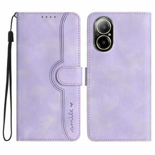 For Realme  12 Lite / C67 4G Global Heart Pattern Skin Feel Leather Phone Case(Purple)