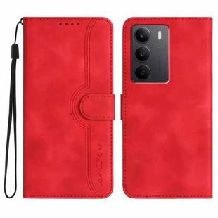 For Realme C75 Global Heart Pattern Skin Feel Leather Phone Case(Red)