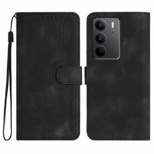 For Realme C75 Global Heart Pattern Skin Feel Leather Phone Case(Black)