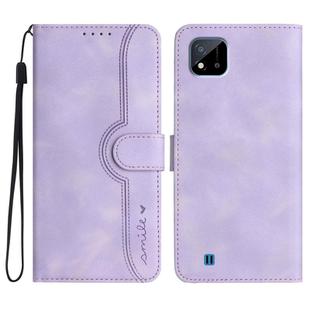 For Realme C20 / C11 2021 / C21 Heart Pattern Skin Feel Leather Phone Case(Purple)