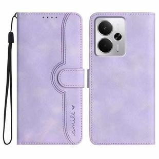 For Realme 14 / P3 5G Global Heart Pattern Skin Feel Leather Phone Case(Purple)