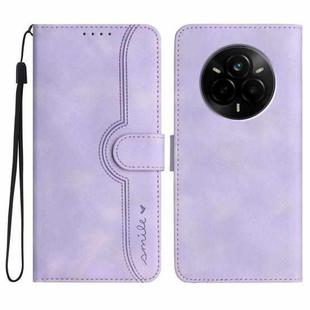 For Realme 14 Pro Heart Pattern Skin Feel Leather Phone Case(Purple)