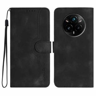 For Realme 14 Pro+ Heart Pattern Skin Feel Leather Phone Case(Black)