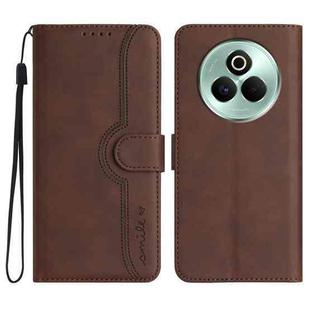 For Realme P3 Pro Heart Pattern Skin Feel Leather Phone Case(Brown)