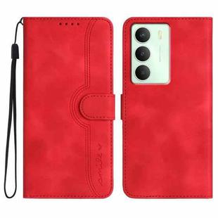 For Realme 14x Global Heart Pattern Skin Feel Leather Phone Case(Red)