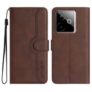 For Realme GT 7 India Heart Pattern Skin Feel Leather Phone Case(Brown)