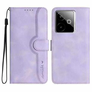 For Realme GT 7 India Heart Pattern Skin Feel Leather Phone Case(Purple)